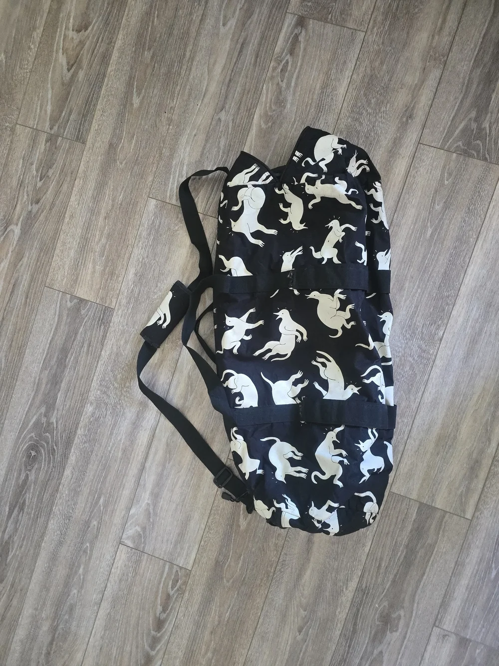 Rockwell Black Tote with White Creature Print